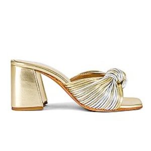 Jeffrey Campbell Melonger MULE Knotted Heel in Silver/Gold